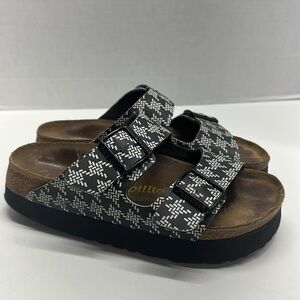 Papillio By Birkenstock Arizona Sandal Platform Sandals Shoes Black White Size 6